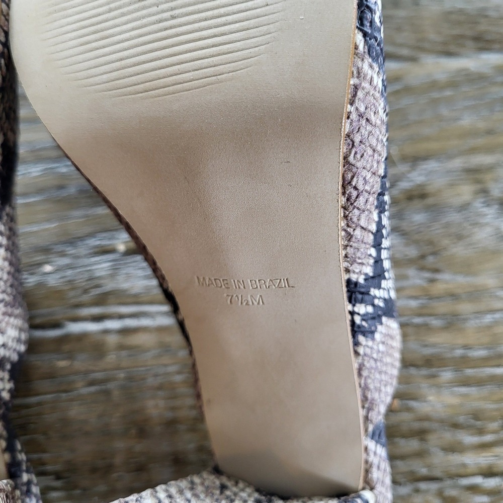 Steve Madden SLES01S1 Snakeskin Print Block Heel Mules Neutral Tan Size 7.5M - Picture 6 of 7
